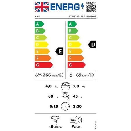 Refurbished AEG L7WE7631BI Integrated 7/4KG 1500 Spin Washer Dryer
