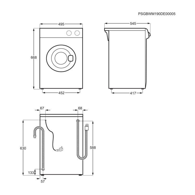 AEG 3kg 1300rpm Compact Washing Machine - White