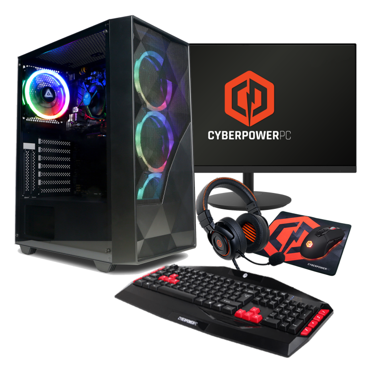 CyberPowerPC Eurus AMD Ryzen 5 5600G 8GB RAM 500GB M.2 NVMe SSD + 23.8" FHD 100Hz 1ms Gaming Monitor