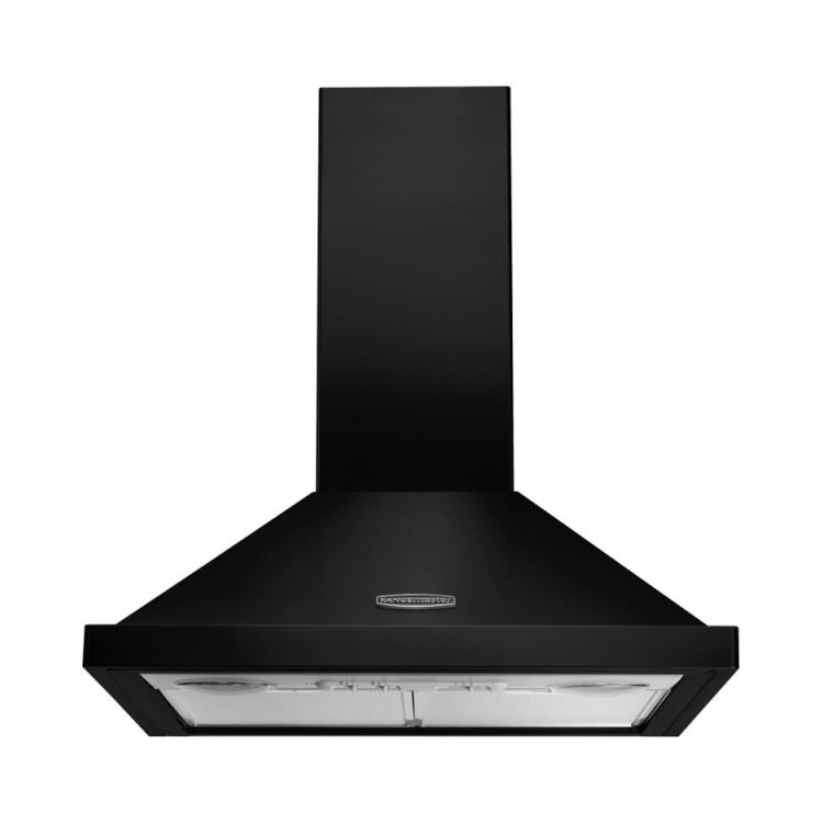 Rangemaster 60cm Chimney Cooker Hood - Black with Chrome Badge