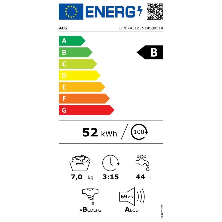 AEG 7000 Series ProSteam&reg; 7kg 1400rpm Integrated Washing Machine - White