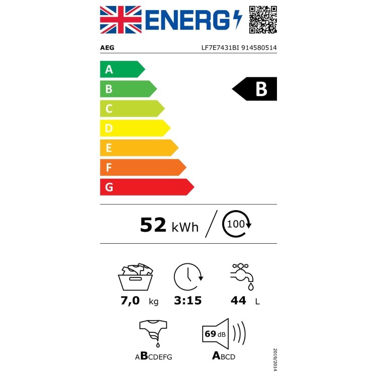 AEG 7000 Series ProSteam&reg; 7kg 1400rpm Integrated Washing Machine - White