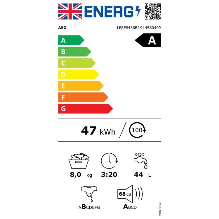 AEG 8000 Series  ProSteam&reg; 8kg 1400rpm Integrated Washing Machine - White 