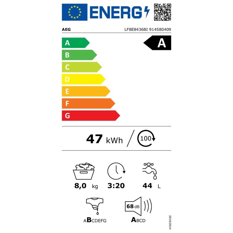 AEG 8000 Series  ProSteam&reg; 8kg 1400rpm Integrated Washing Machine - White 