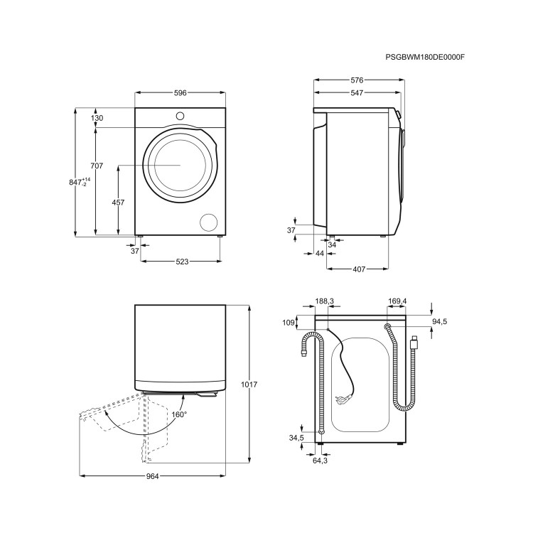 AEG 6000 Series ProSense&reg; 8kg 1400rpm Washing Machine - White