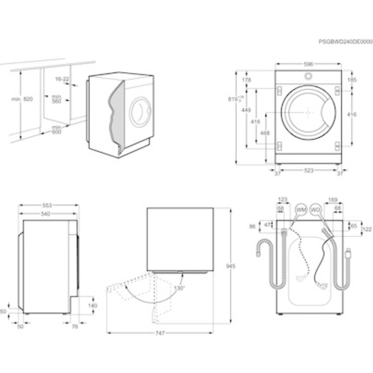 AEG 6000 Series ProSense&reg; 8kg 1400rpm Integrated Washing Machine - White