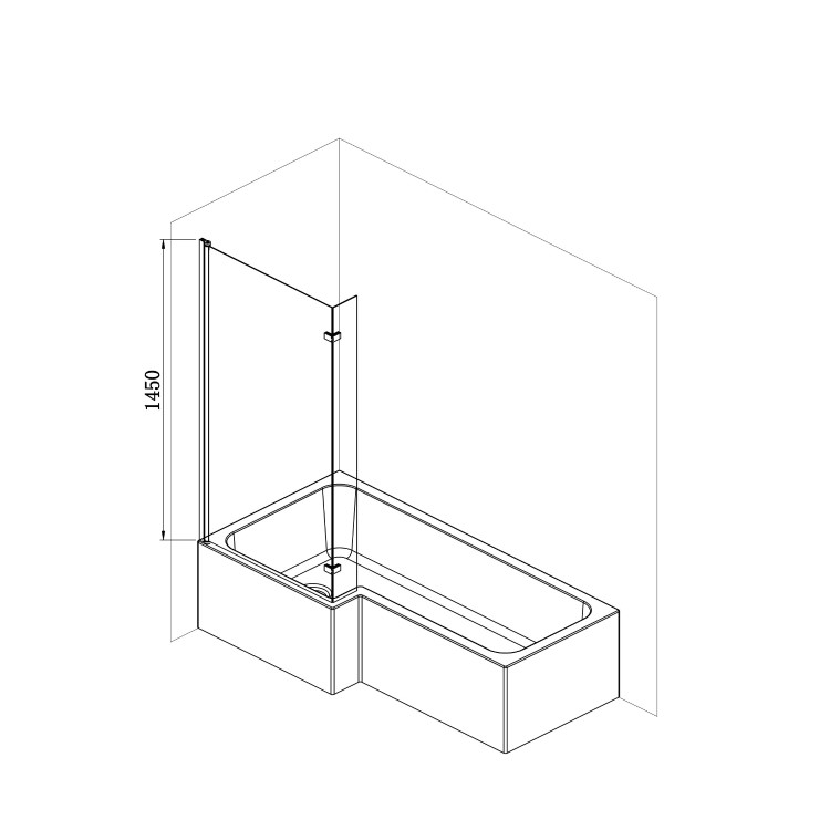 Freestanding Single Ended Left Hand Corner Shower Bath with Chrome Bath Screen with Fixed Panel &  Towel Rail 1500 x 740mm - Kona