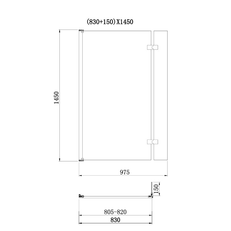 Freestanding Single Ended Left Hand Corner Shower Bath with Chrome Bath Screen with Fixed Panel &  Towel Rail 1500 x 740mm - Kona