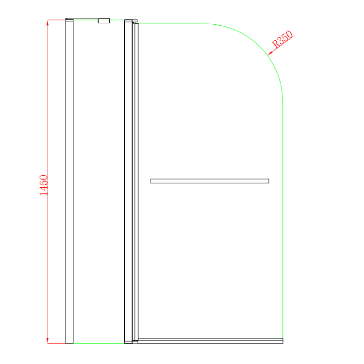 Single Ended Shower Bath with Front Panel & Hinged Black Bath Screen with Towel Rail 1700 x 700mm - Alton