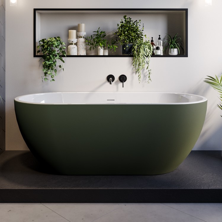 Dark Green Freestanding Double Ended Bath 1650 x 750mm - Lisbon