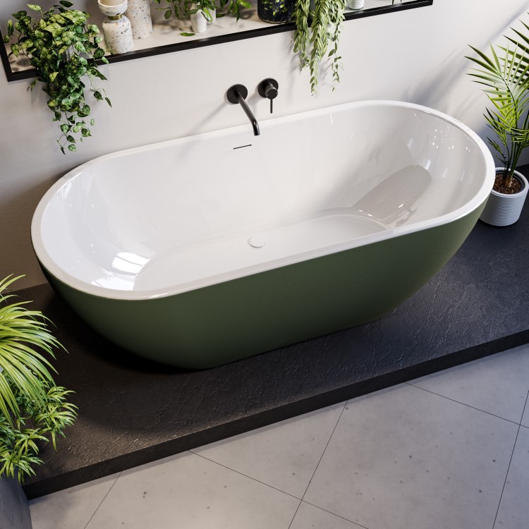 Dark Green Freestanding Double Ended Bath 1650 x 750mm - Lisbon