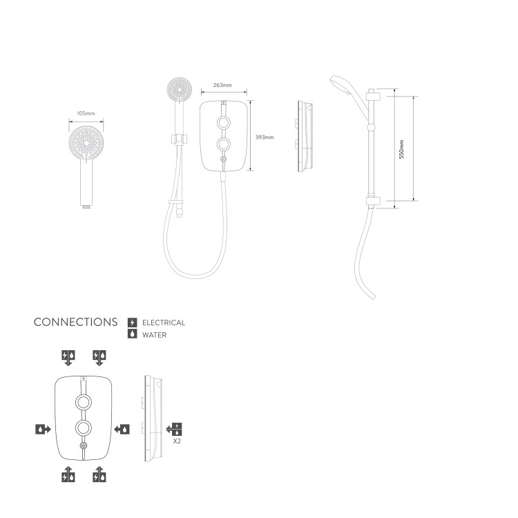 Aqualisa Lumi+ 9.5kW Chrome Electric Shower