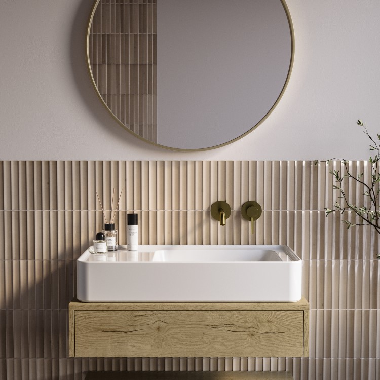 White Rectangular Countertop Basin 765mm - Logan