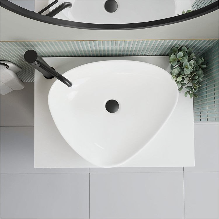 White Triangular Countertop Basin 505mm - Lotus