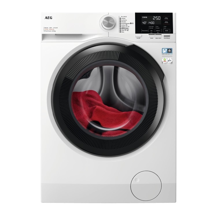 Refurbished AEG 7000 Series ProSteam LWR7185M4B Freestanding 8/5KG 1400 Spin Washer Dryer White