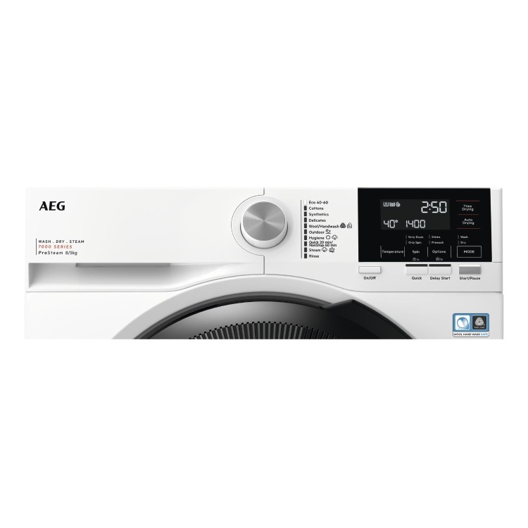 Refurbished AEG 7000 Series ProSteam LWR7185M4B Freestanding 8/5KG 1400 Spin Washer Dryer White