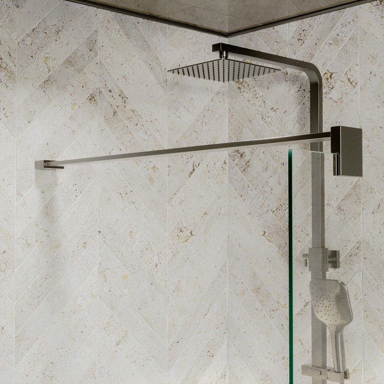 1000mm Wet Room Shower Screen Gunmetal Grey Frameless with Wall Support Bar - Live Your Colour