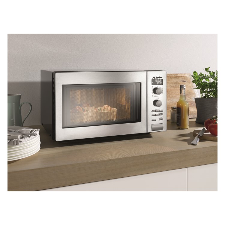 Miele M6012  26L 900W Freestanding Microwave - Clean Steel