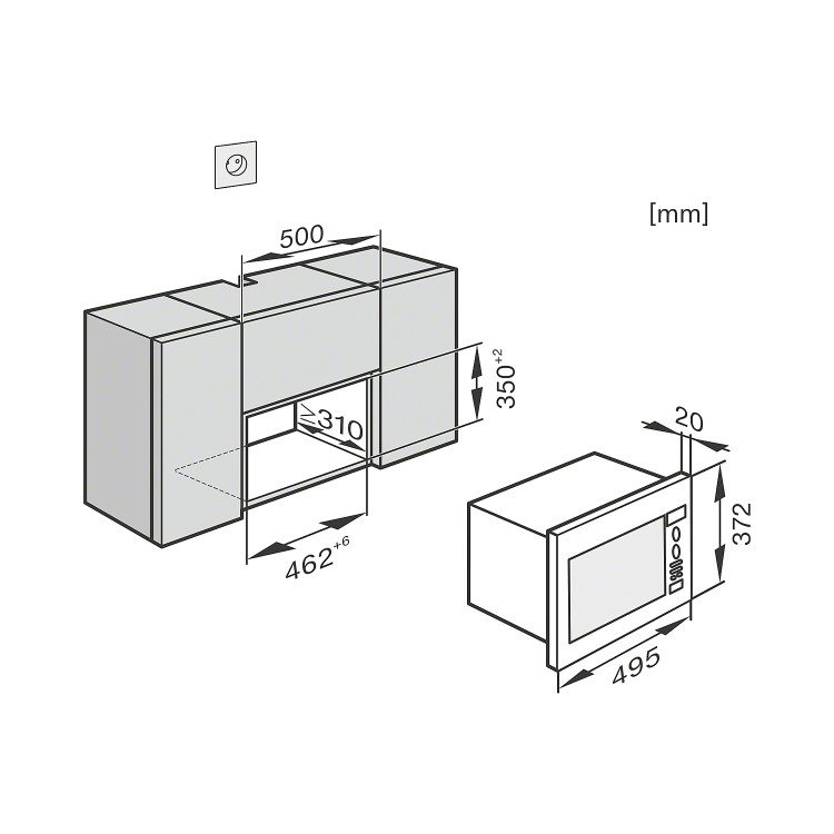 GRADE A1 - Miele M6022SCclst ContourLine M6022SC 800W 17L Narrow Width Built-in Microwave With Grill - Clean Steel