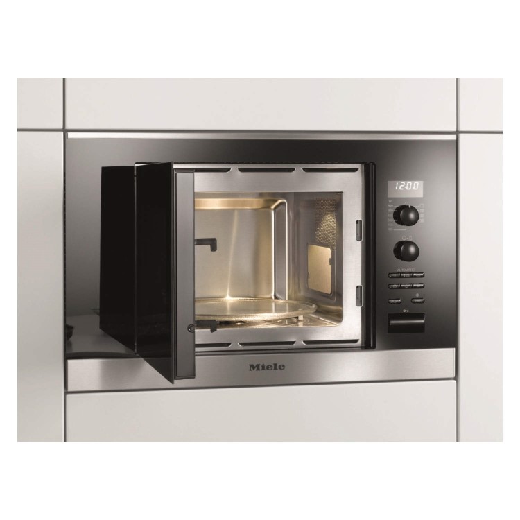 Miele M6032SCclst ContourLine 800W 17L Built-in Microwave with Grill For a 60cm Wide Cabinet - Clean Steel