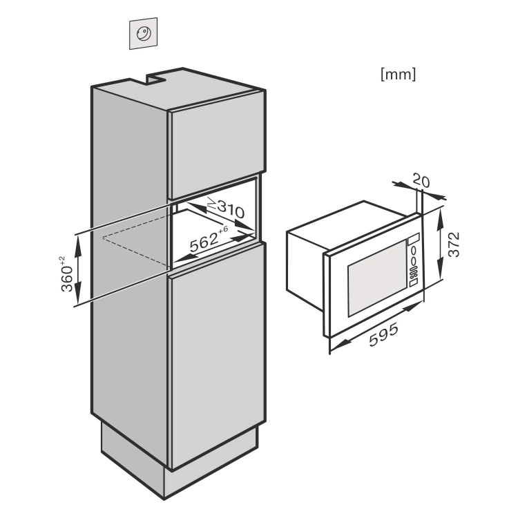 Miele M6032SCclst ContourLine 800W 17L Built-in Microwave with Grill For a 60cm Wide Cabinet - Clean Steel