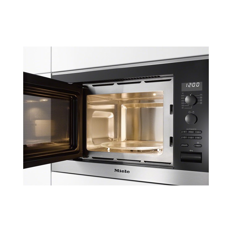 Miele M6032SCclst ContourLine 800W 17L Built-in Microwave with Grill For a 60cm Wide Cabinet - Clean Steel