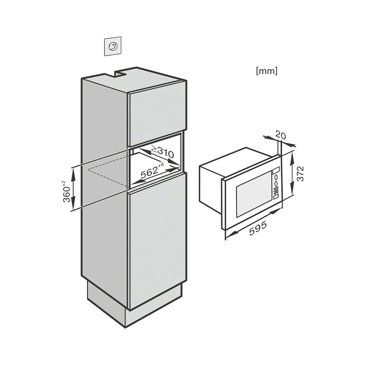 Miele M6032SCclst ContourLine 800W 17L Built-in Microwave with Grill For a 60cm Wide Cabinet - Clean Steel