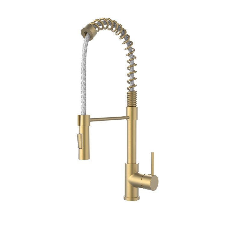 Malvern Single Lever Monobloc Pull Out Dual Spray Kitchen Tap - Brushed Brass