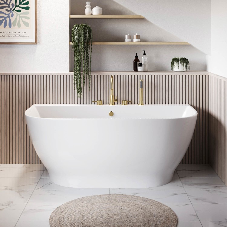 Freestanding Back to Wall Double Ended Bath 1500 x 780mm - Manilla