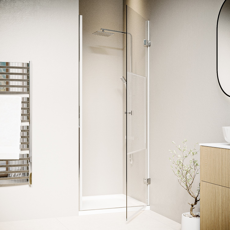 800mm Fluted Glass Left Hand Hinged Shower Door 8mm Glass - Matira