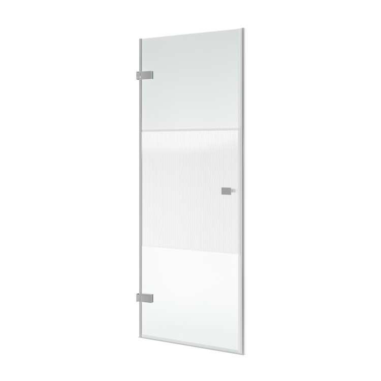 GRADE A1 - Chrome 900mm Fluted Glass Hinged Shower Door 8mm Right Hand - Matira