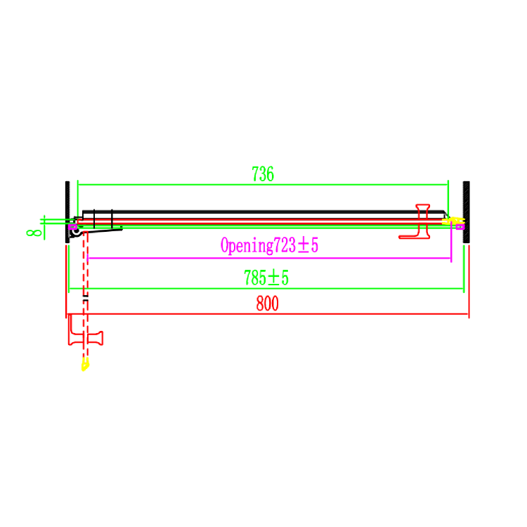 800mm Fluted Glass Right Hand Hinged Shower Door 8mm Glass - Matira