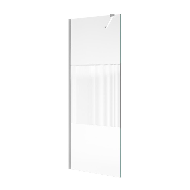 1000mm Fluted Glass Wet Room Shower Screen with Wall Support Bar - Matira