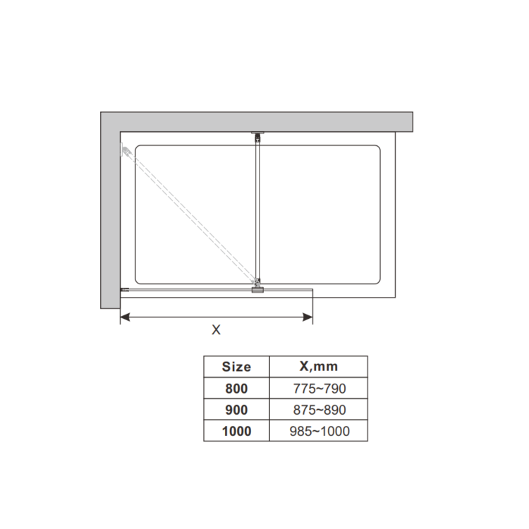 1000mm Fluted Glass Wet Room Shower Screen with Wall Support Bar - Matira