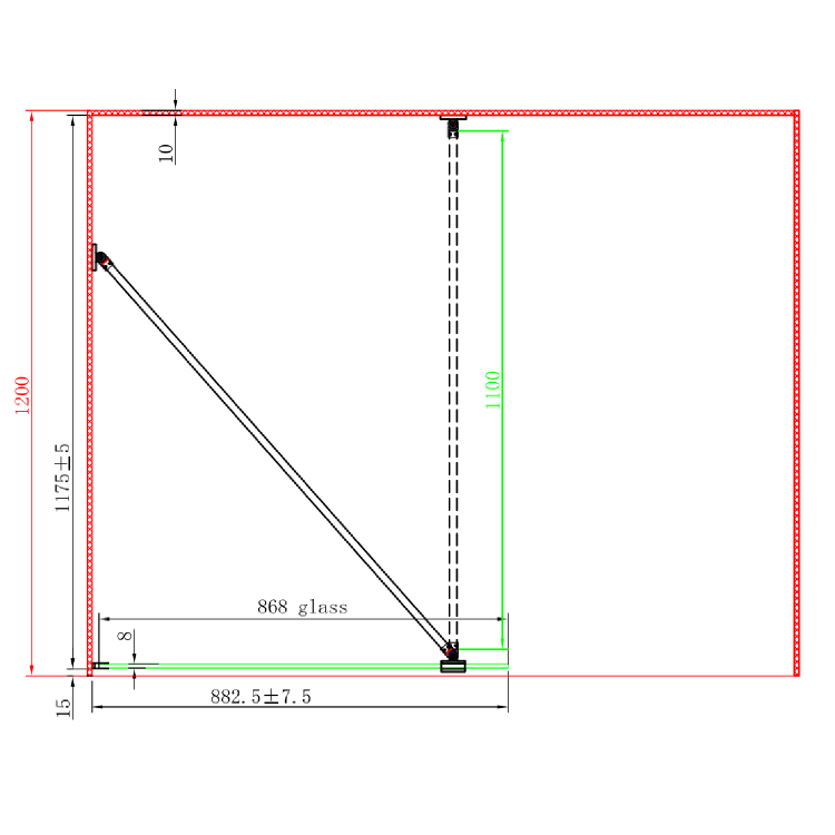 GRADE A1 - Wet Room Shower Screen 900mm Frameless Fluted Glass with Wall Support Bar - Matira