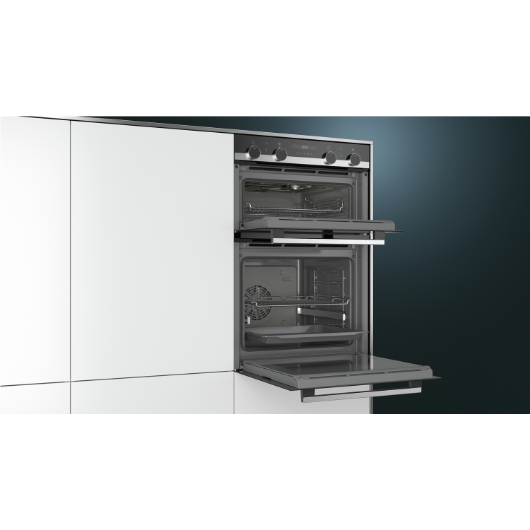 Refurbished Siemens iQ500 MB535A0S0B 60cm Double Built In Electric Oven Stainless Steel