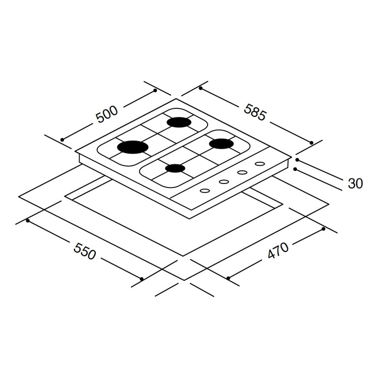 Matrix MHG100WH 60cm 4 Burner Gas Hob - White