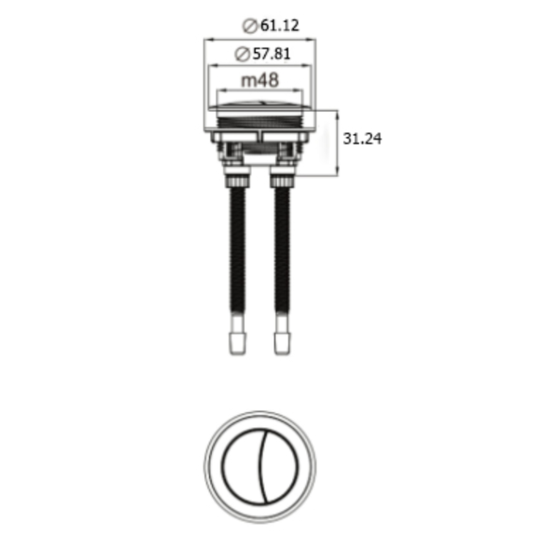 Black Cistern Flush Button - Suitable for Boston Newport Addison Ashford Indiana Venice Palma & Ripley