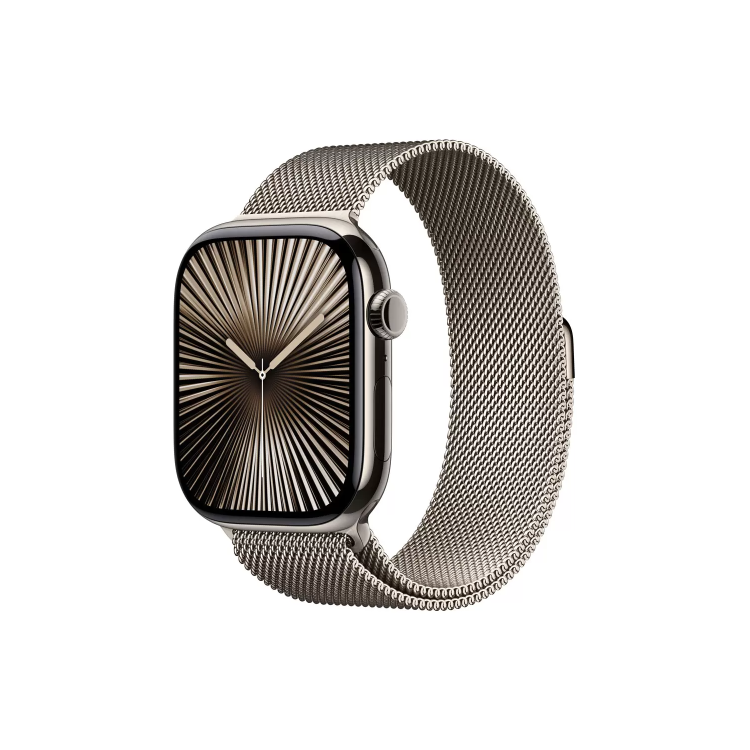 Apple Watch Series 10 GPS + Cellular 46mm Natural Titanium Case with Natural Milanese Loop - S/M