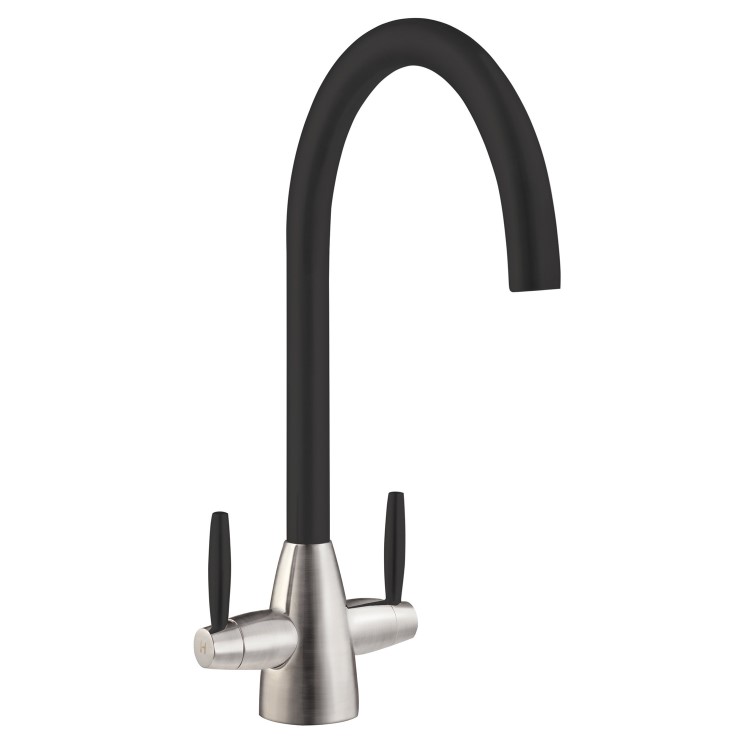 Enza Medina Dual Lever Monobloc Mixer Kitchen Tap- Black & Chrome