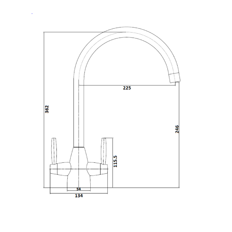 Enza Medina Dual Lever Monobloc Mixer Kitchen Tap- Black & Chrome