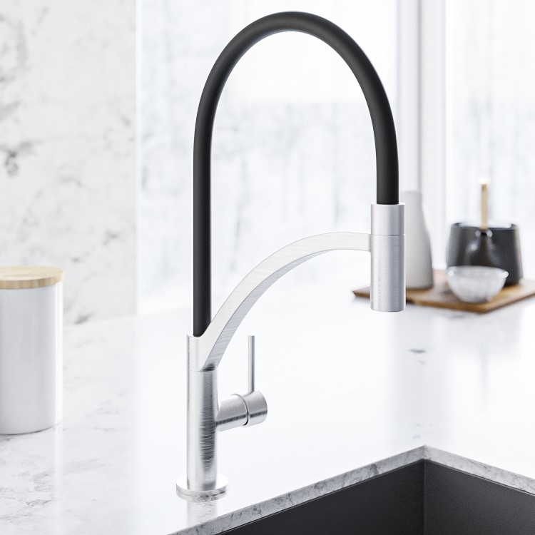 Enza Medina Single Lever Monobloc Pull Out Kitchen Tap- Black