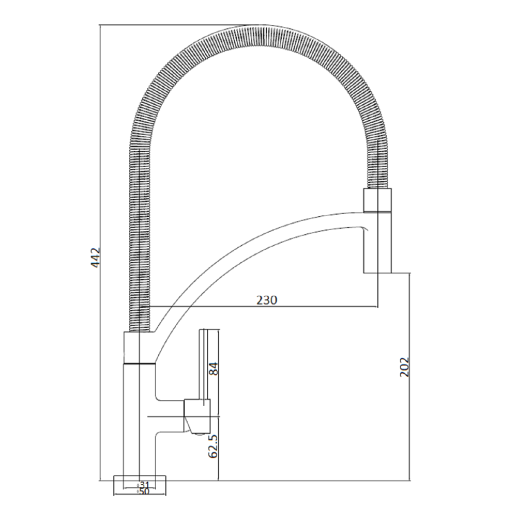 Enza Medina Single Lever Monobloc Pull Out Kitchen Tap- Black