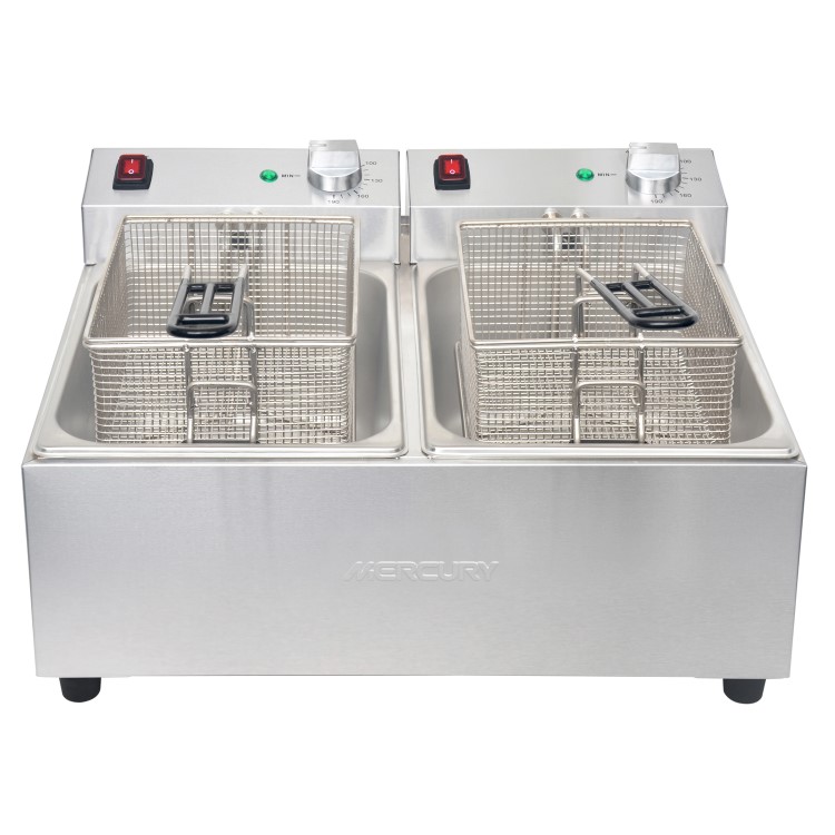 Mercury MEF-L5-DA-2 Twin Tank / Twin Basket 2 x 5ltr Countertop Commercial Catering Electric Fryer 2 x 2.8kW