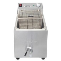 Mercury Single Tank 8ltr Countertop Commercial Electric Fryer With Digital Timer And Drain Tap 13 amp MEF-L8-SAT