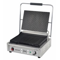 Mercury Large Single Contact Grill Ribbed Top And Bottom Plate. Digital Timer. 13 amp Panini Grill MEP-M-SATRR