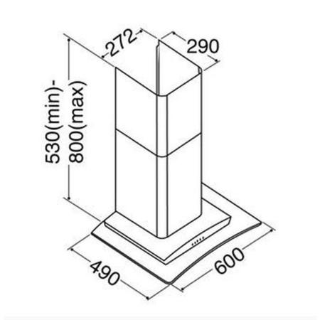 Matrix 60cm Curved Glass Chimney Cooker Hood - Stainless Steel