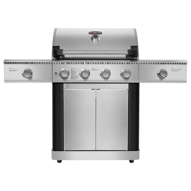 Monster Grill - 4 Burner Gas BBQ Grill with 2 Side Burners - Stainless Steel