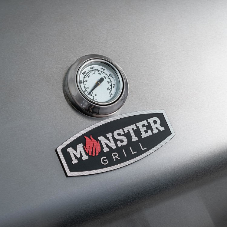 Monster Grill 6 Burner BBQ Gas BBQ Grill with Side Burner - Stainless Steel