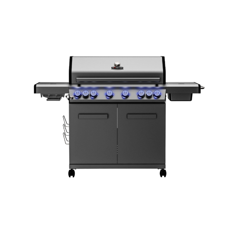 Monster Grill 6 Burner BBQ Gas BBQ Grill with Side Burner - Stainless Steel